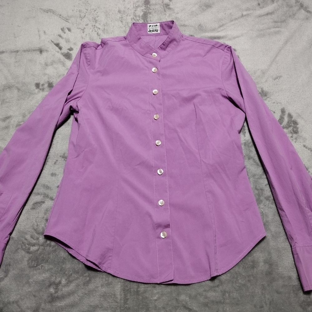 ICEBERG JEANS Women's Button Down Shirt Size 42 Purple Check Measurements - Picture 2 of 10